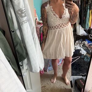 SHEIN Cream Lace Babydoll Dress